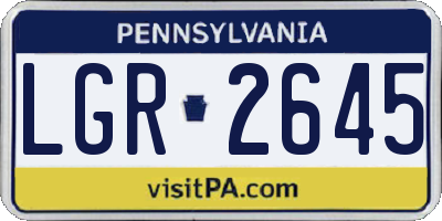 PA license plate LGR2645