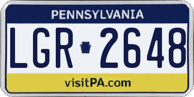 PA license plate LGR2648