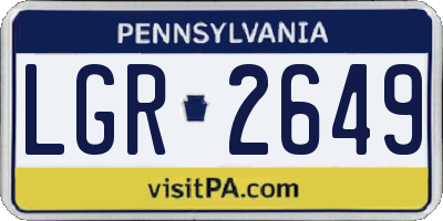PA license plate LGR2649