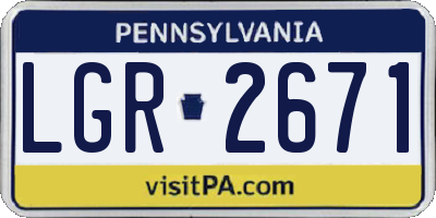 PA license plate LGR2671