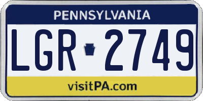 PA license plate LGR2749