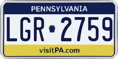 PA license plate LGR2759