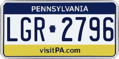 PA license plate LGR2796