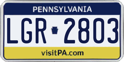 PA license plate LGR2803