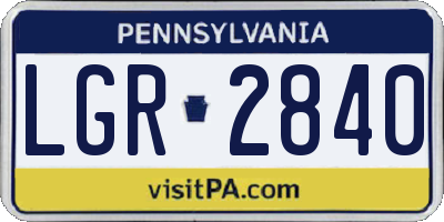 PA license plate LGR2840