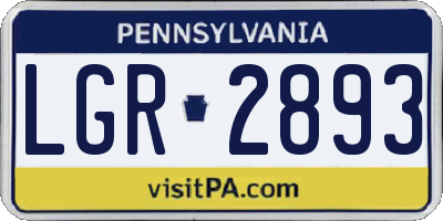 PA license plate LGR2893