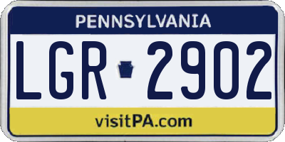PA license plate LGR2902