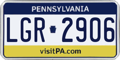 PA license plate LGR2906