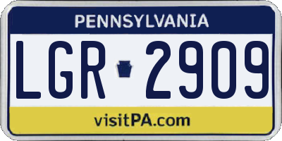 PA license plate LGR2909