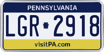 PA license plate LGR2918