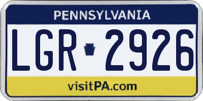 PA license plate LGR2926