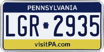 PA license plate LGR2935