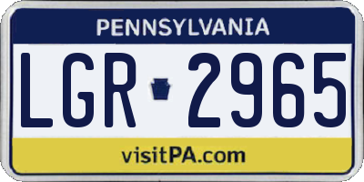 PA license plate LGR2965