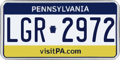 PA license plate LGR2972