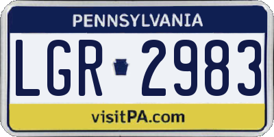 PA license plate LGR2983