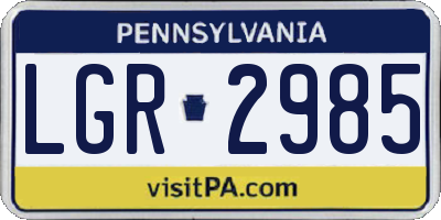PA license plate LGR2985