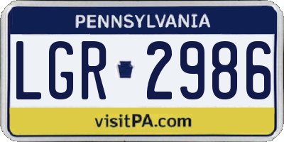 PA license plate LGR2986