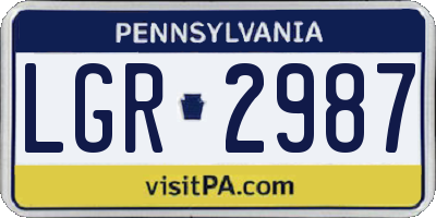 PA license plate LGR2987