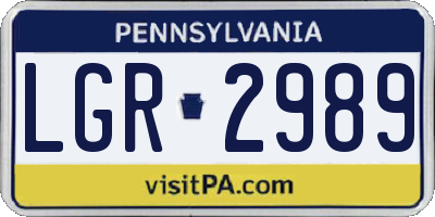 PA license plate LGR2989