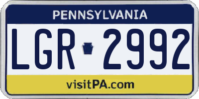 PA license plate LGR2992
