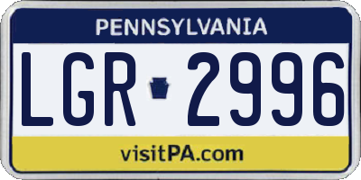 PA license plate LGR2996