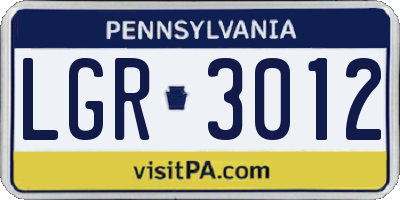 PA license plate LGR3012