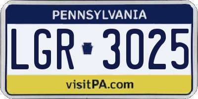 PA license plate LGR3025