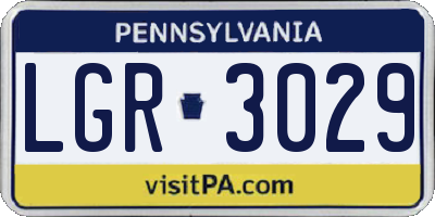 PA license plate LGR3029