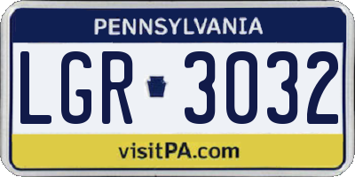 PA license plate LGR3032