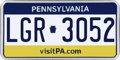 PA license plate LGR3052