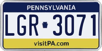 PA license plate LGR3071