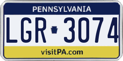 PA license plate LGR3074
