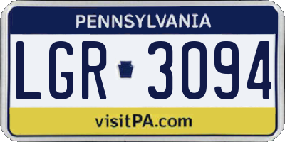 PA license plate LGR3094
