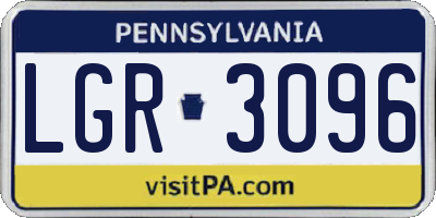 PA license plate LGR3096