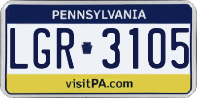 PA license plate LGR3105