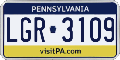 PA license plate LGR3109