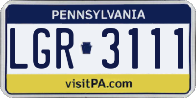 PA license plate LGR3111