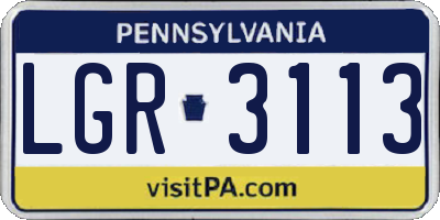 PA license plate LGR3113