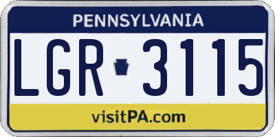 PA license plate LGR3115