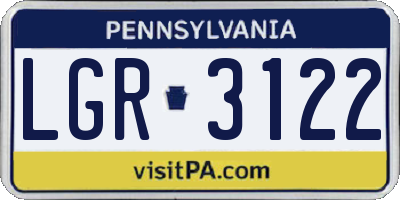 PA license plate LGR3122