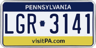 PA license plate LGR3141