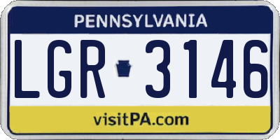 PA license plate LGR3146