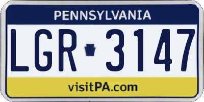 PA license plate LGR3147