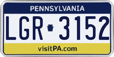 PA license plate LGR3152