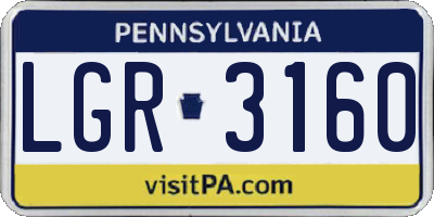 PA license plate LGR3160