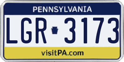 PA license plate LGR3173