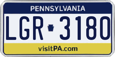 PA license plate LGR3180