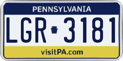 PA license plate LGR3181