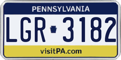 PA license plate LGR3182