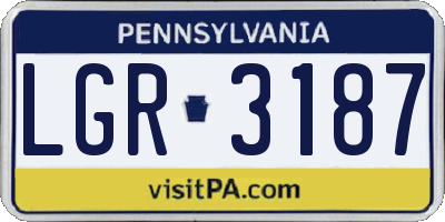 PA license plate LGR3187